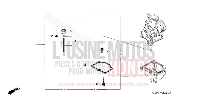 KIT, O.P. CARBURATEUR (CR85R5,6/RB5,6) de CR85R "Grandes Roues" EXTREME RED (R292) 2005
